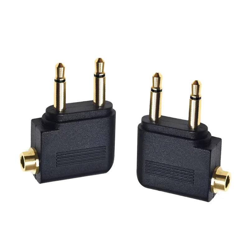 5PCS 3.5mm Airline Headphone Adapter dual plug audio splitter for airplane seat jack