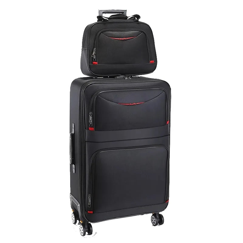 Oxford waterproof trolley luggage set 16”, 24”, and 28” suitcases with travel lock and large capacity