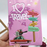 3D "I Love Travel" Passport Holder – PVC Cover for Students & Travelers