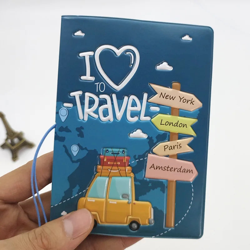 Colorful waterproof passport case with 3D design for students and travel lovers