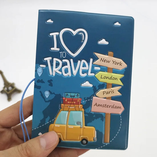 Colorful waterproof passport case with 3D design for students and travel lovers