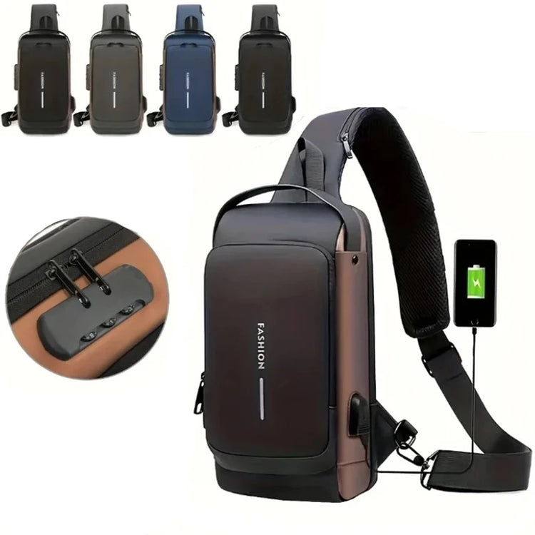 Anti-Theft USB Sling Bag for Men multifunctional crossbody travel chest pack with secure compartments
