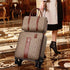 Fashion PU leather travel luggage set luxury rolling suitcase and matching handbag for men and women

