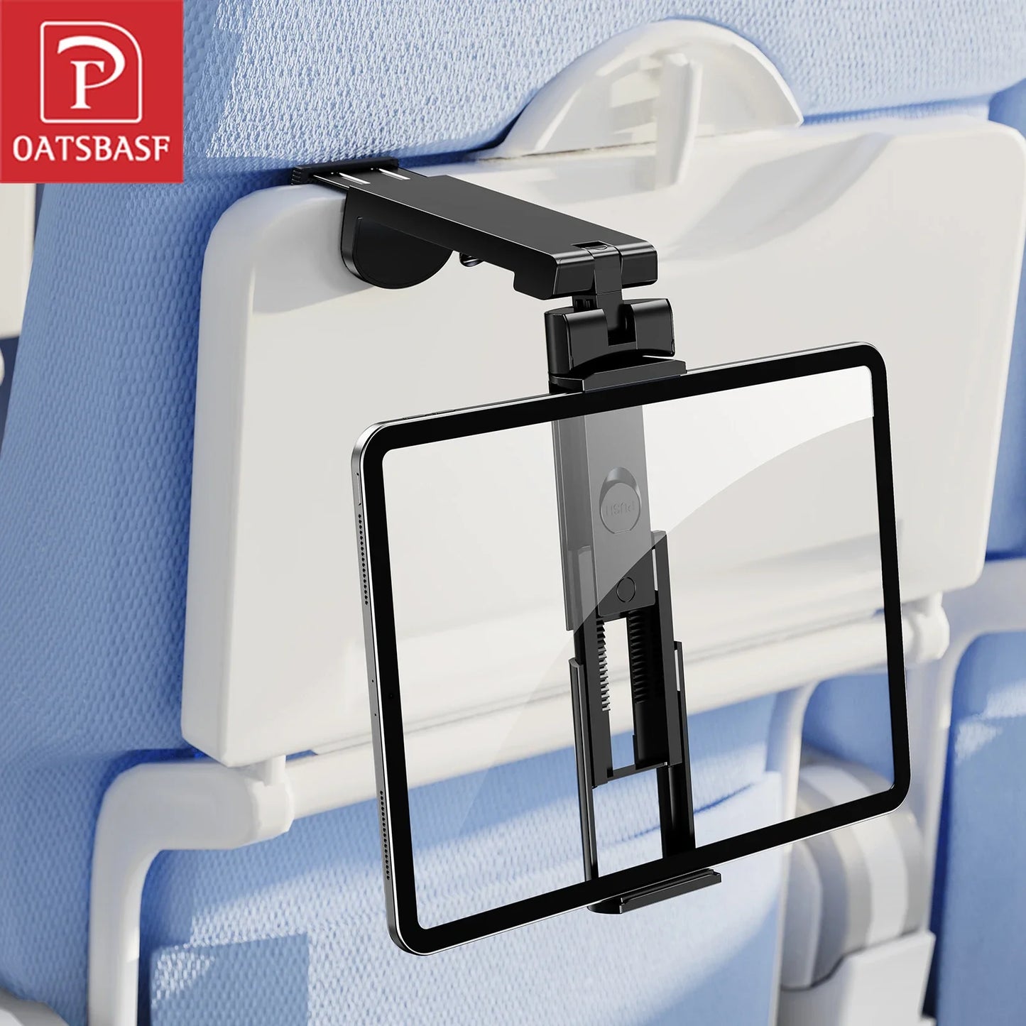 Oatsbasf Foldable Tablet Stand, 360° rotating travel mount for desk and airplane tray tables