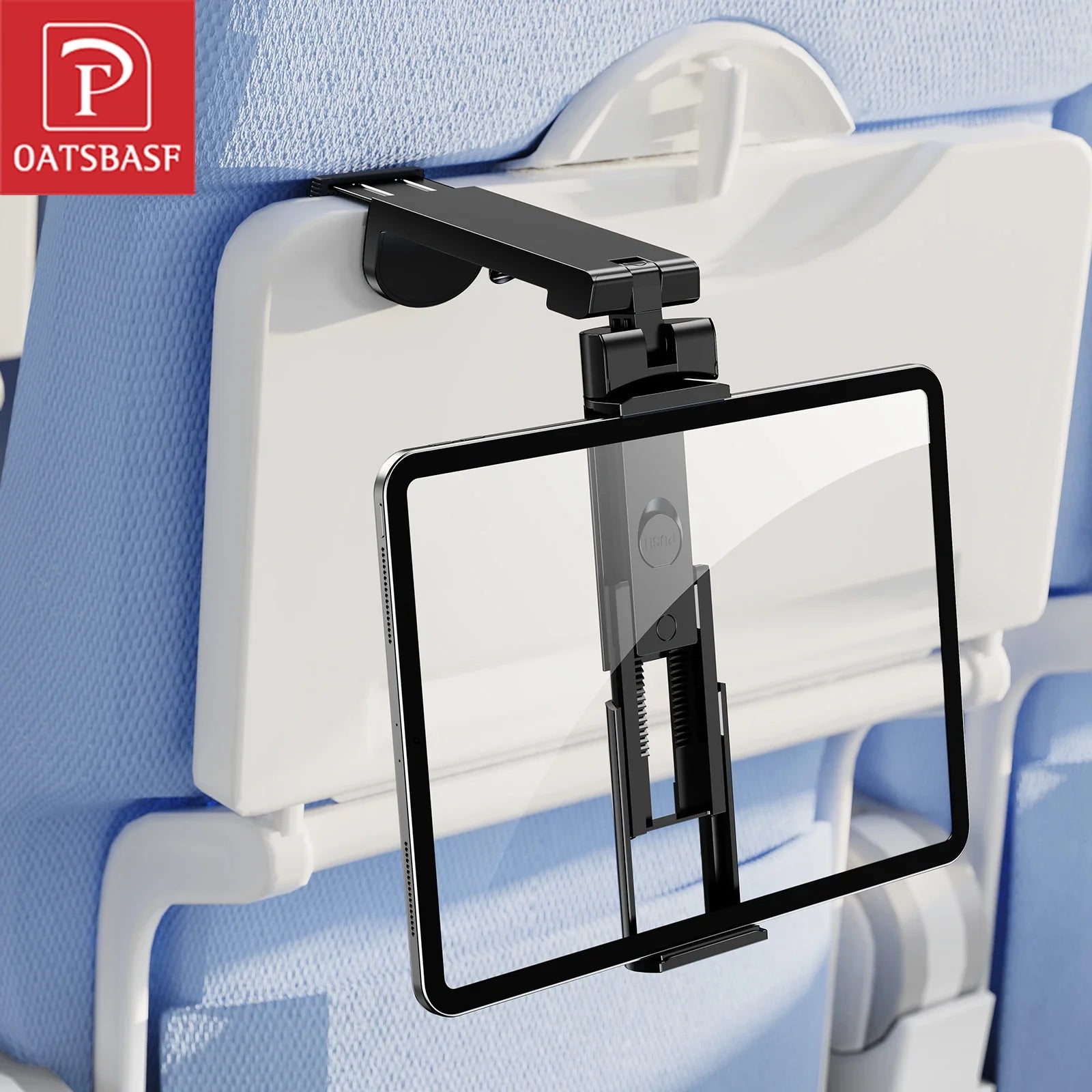 Oatsbasf Foldable Tablet Stand, 360° rotating travel mount for desk and airplane tray tables