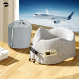 Soft U-shaped memory foam travel pillow with ergonomic head and neck support for airplane and car use