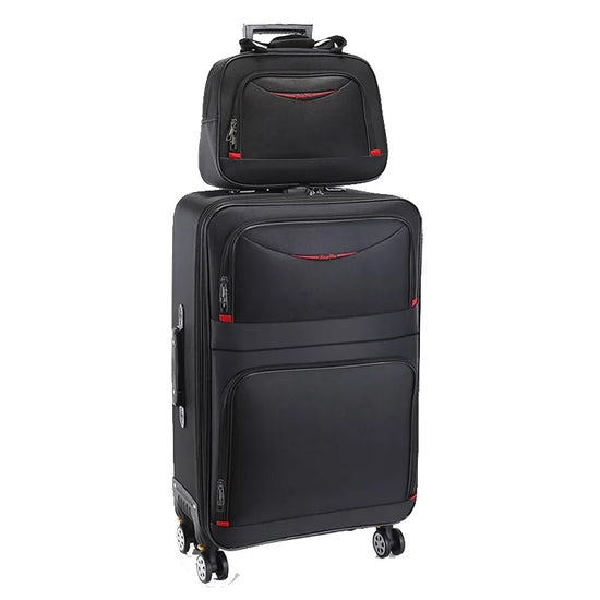Oxford waterproof trolley luggage set  16”, 24”, and 28” suitcases with travel lock and large capacity
