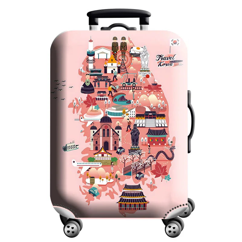 Thick Elastic World Map Luggage Protective Cover Zipper Suit For 18-32 inch Bag Suitcase Covers Trolley Cover Travel Accessories