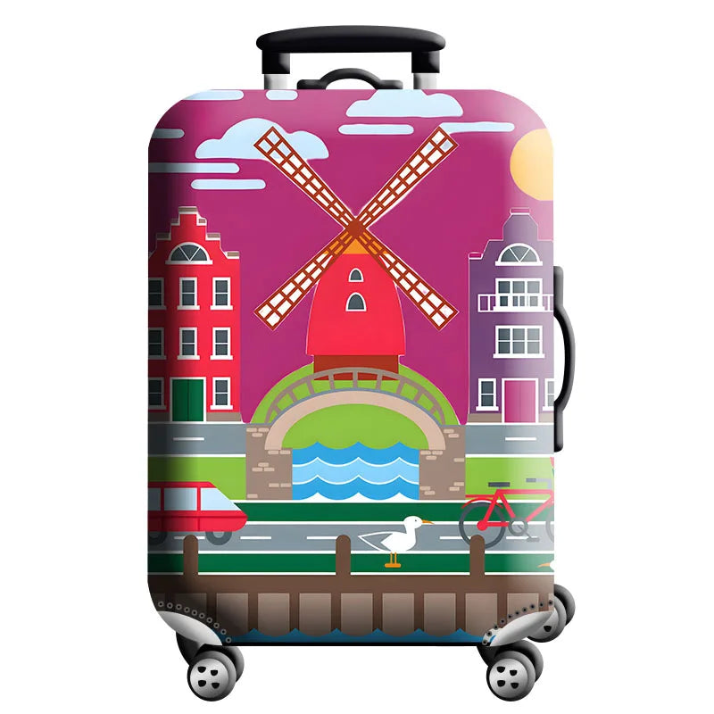Thick Elastic World Map Luggage Protective Cover Zipper Suit For 18-32 inch Bag Suitcase Covers Trolley Cover Travel Accessories