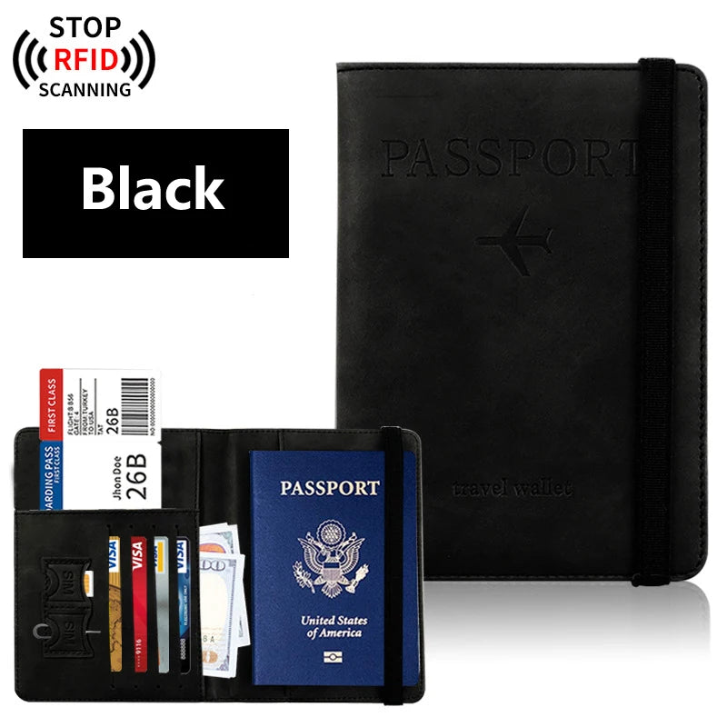 Passport Holder Wallet Cover Travel Essentials RFID Blocking Leather Card Case International Travel Accessories for Women/Men