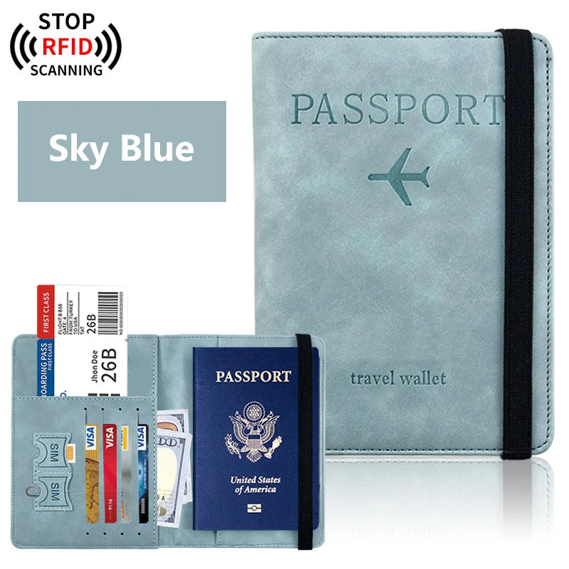 Passport Holder Wallet Cover Travel Essentials RFID Blocking Leather Card Case International Travel Accessories for Women/Men
