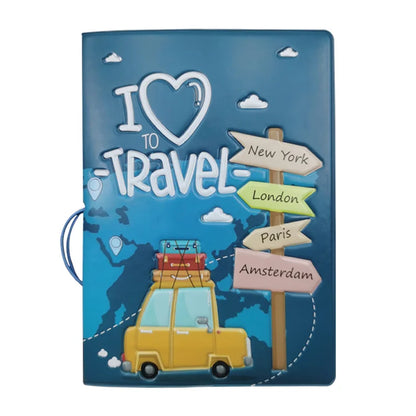 3D "I Love Travel" PVC Passport Cover