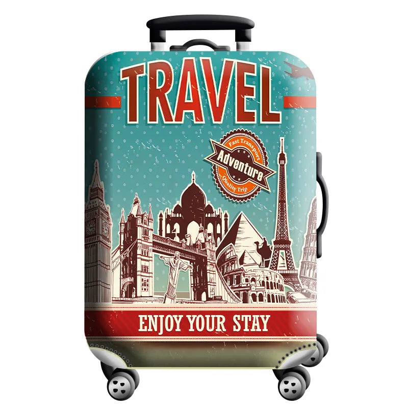 Thick Elastic World Map Luggage Protective Cover Zipper Suit For 18-32 inch Bag Suitcase Covers Trolley Cover Travel Accessories