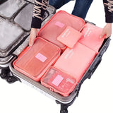 6-piece travel luggage packing cubes set foldable clothes, shoes, and accessory organizer bags for suitcase