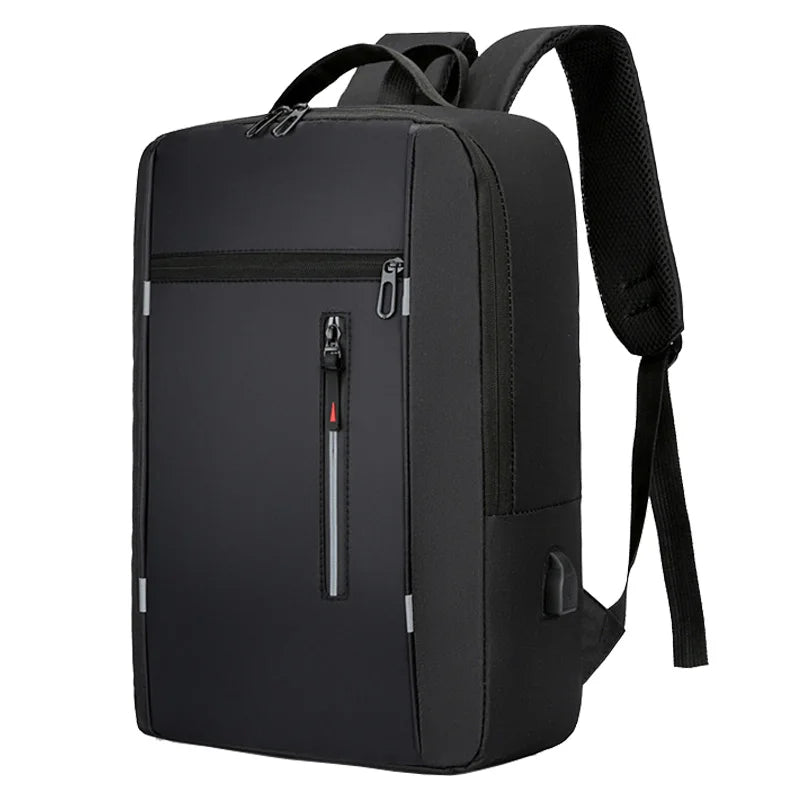 Waterproof men’s business backpack with USB charging port fits 15.6 inch laptop, ideal for travel, school, and commuting